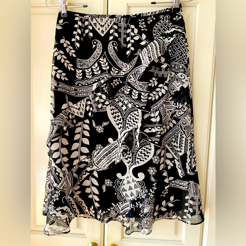 Chiffon Skirt Flounced patterned midi by FansNoFence Full lined XS